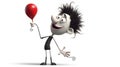 Amusing Funny Single Character, on White Isolated Background,