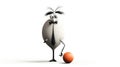 Amusing Funny Single Character, on White Isolated Background,