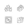 Amusing games pixel perfect linear icons set