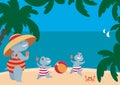 Amusing hippos having a rest on the beach Royalty Free Stock Photo