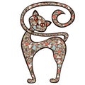 Amusing and interesting cat composed of mosaic