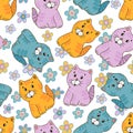 Amusing kitten seamless pattern Royalty Free Stock Photo