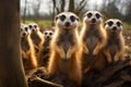 Amusing meerkat family, quirky and charming in their playful antics