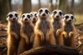 Amusing meerkat family, quirky and charming in their playful antics