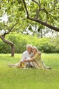 Amusing old couple on picnic Royalty Free Stock Photo