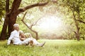 Amusing old couple on picnic Royalty Free Stock Photo