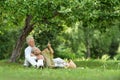 Amusing old couple on picnic Royalty Free Stock Photo