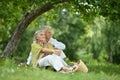 Amusing old couple on picnic Royalty Free Stock Photo