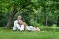 Amusing old couple on picnic Royalty Free Stock Photo