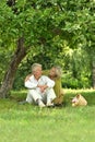 Amusing old couple on picnic Royalty Free Stock Photo