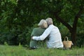 Amusing old couple on picnic Royalty Free Stock Photo