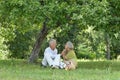 Amusing old couple on picnic Royalty Free Stock Photo