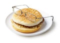 Amusing sandwich in spectacles isolated on a white