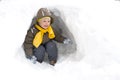 Amusing smiling kid in the winter