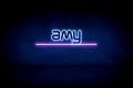 Amy - blue neon announcement signboard