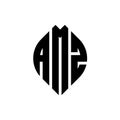 AMZ circle letter logo design with circle and ellipse shape. AMZ ellipse letters with typographic style. The three initials form a Royalty Free Stock Photo