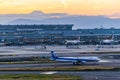 ANA Aircraft on the runway of Haneda International Airport, Tokyo, Japan Royalty Free Stock Photo
