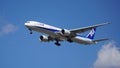 ANA Boeing 777 Prepares for Landing Royalty Free Stock Photo