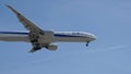 ANA Boeing 777 Airplane prepares for landing. Royalty Free Stock Photo