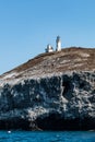 Anacapa Lighthouse with Detail of Volcanic Rock of Anacapa Island Royalty Free Stock Photo