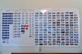 License plate templates displayed on the wall in the Deer Lodge County Courthouse, Anaconda, Montana, USA