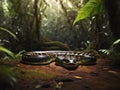 Anaconda snake in rainforest, generative ai