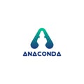 Anaconda - snake`s head in a triangle - letter a