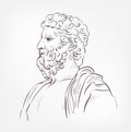 Anacreon Greek lyric poet vector sketch illustration