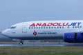 ANADOLU JET landing to Paris CDG Royalty Free Stock Photo