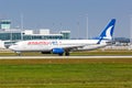 AnadoluJet Boeing 737-800 airplane Munich airport in Germany Royalty Free Stock Photo