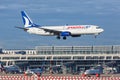 AnadoluJet Boeing 737-800 airplane Stuttgart Airport in Germany Royalty Free Stock Photo