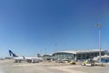 Anadolujet\'s airplane ready for takeoff at Sabiha Gokcen International Airport, Istanbul, Turkey Royalty Free Stock Photo