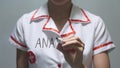 ANAEMIA, Female doctor writing on transparent screen