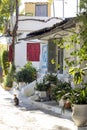 Anafiotika, scenic tiny neighborhood of Athens, part of the old historical district Plaka, narrow streets, Athens, Greece