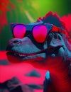 anaglyph 3d dinosaur wearing glasses illustration