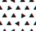 Anaglyph triangle seamless pattern with 3D glitch