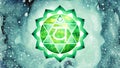 Anahata Heart Chakra green color logo symbol icon reiki mind spiritual health healing holistic energy lotus mandala watercolor
