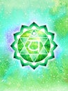 Anahata Heart Chakra green color logo symbol icon reiki mind spiritual health healing holistic energy lotus mandala watercolor