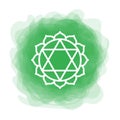 Anahata icon. The fourth heart chakra. Vector green smoky circle. Line symbol. Sacral sign. Meditation Royalty Free Stock Photo