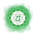 Anahata icon. The fourth heart chakra. Vector green smoky circle. Line symbol. Sacral sign. Meditation Royalty Free Stock Photo