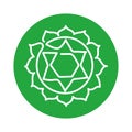Anahata icon. One line. The fourth heart chakra. Vector green line symbol. Sacral sign. Meditation Royalty Free Stock Photo