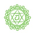 Anahata sketch icon. The fourth heart chakra. Vector green line symbol. Sacral sign. Meditation Royalty Free Stock Photo