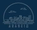 Anaheim - Cityscape with white abstract line corner curve modern style on dark blue background, building skyline city vector