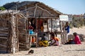 Meat stall in a hut on a hot and sunny day. Anakao Madagascar