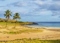 Anakena Beach on Easter Island, Chile Royalty Free Stock Photo