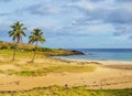 Anakena Beach on Easter Island, Chile Royalty Free Stock Photo