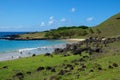 Anakena beach, Easter Island, Chile Royalty Free Stock Photo
