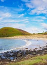 Landscape of Anakena on Easter Island, Chile Royalty Free Stock Photo