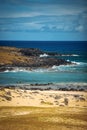 Anakena, a white coral sand beach Royalty Free Stock Photo