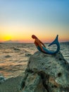 Analipsi Crete, Greece 9.16.2018 - statue of Ariel watching sunset